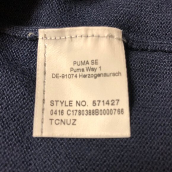 Puma Navy & Olive Green Striped Quarter Zip Long Sleeve Pullover Sweater XL - Picture 4 of 8